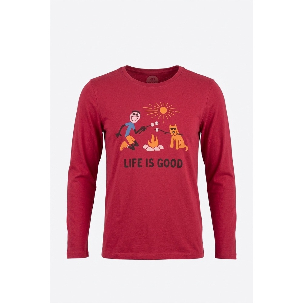 Life‎ is Good Girls Long Sleeve Graphic Tee Pink Campfire Jake Dog Size 10 L